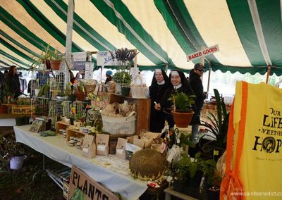 Sisters MICM run a booth of plants and homemade goods.