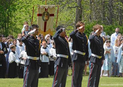 Honor guard salutes at crowning 2023.