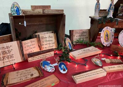 Wood art by the Sisters - Saint Benedict Center Woodworking art by the Sisters at Christmas Fair 2023