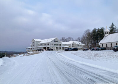 Entering IHM Chapel grounds in winter.