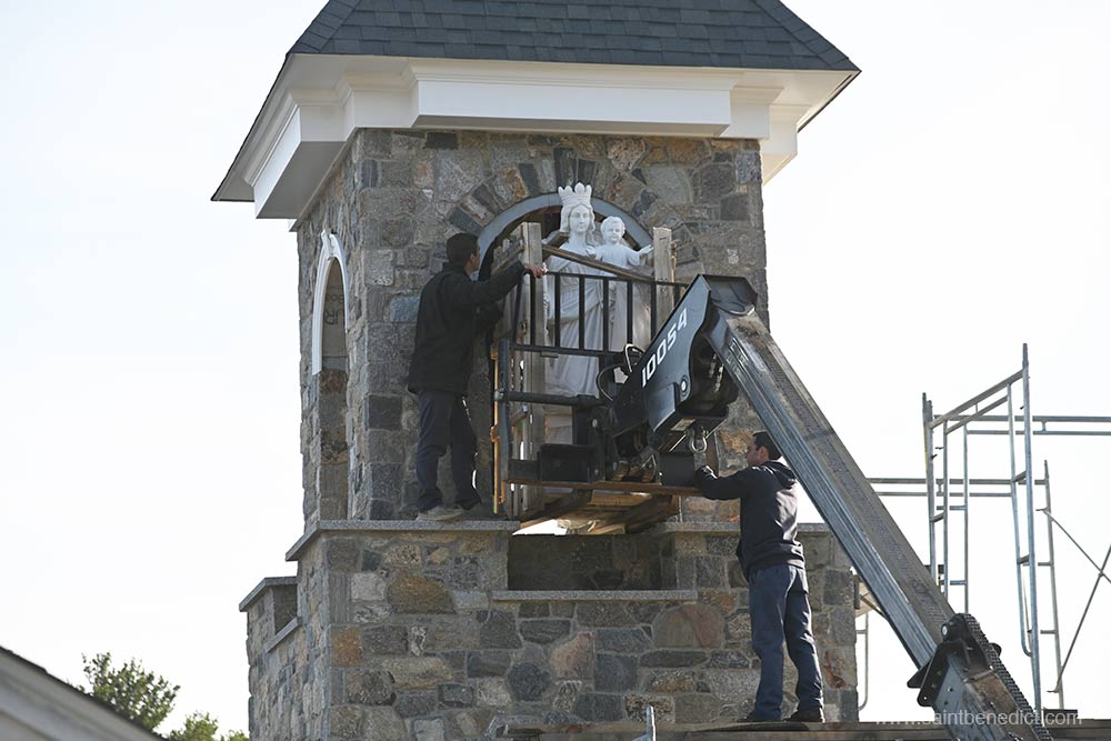 Statue put into position, Oct 28, 2025 Getting the statue into position.