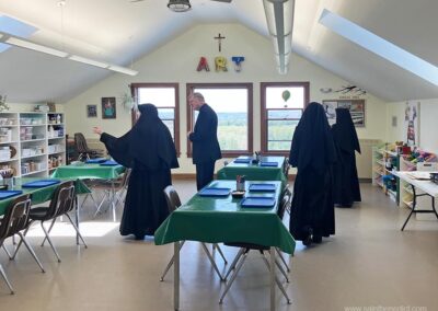 Bishop visits the new art room in IHM School.